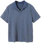 Verdusa Boys Button Down Shirt Tops Short Sleeve Collar Textured Tee Shirts Dusty Blue 10 Years