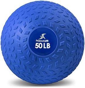 ProsourceFit Slam Medicine Ball, Tread Textured Grip Dead Weight Balls for Strength and Conditioning Exercises, Cardio and Core Workouts, 50lb, Blue