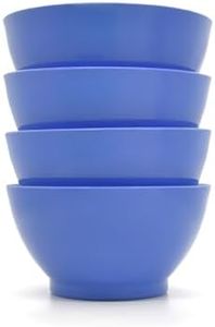 CaliBowl Non-Spill Plastic Bowl Set - 20oz Reuseable Kitchen Bowls with Concave Inner Lip and Non-Slip Base - For Cereal, Soups, Salad, Pasta and Serving - Set of 4 - Ocean Blue