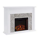 Southern Enterprises Hebbington Fireplace, White/Gray