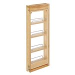 Rev-A-Shelf 3"W x 30"H Pullout Shelf Organizer for Between Wall Kitchen Cabinets, Filler Spice Rack & Seasoning Storage Holder, Maple Wood, 432-WF-3C