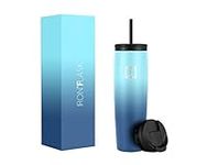 IRON °FLASK Nomad Tumbler - 2 Lids (Straw/Flip), Vacuum Insulated Stainless Steel Bottle, Double Walled, Drinking Cup, Thermos Coffee Travel Mug, Water - Blue Waves, 28 Oz