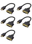 HDMI Male to DVI Female 0.5ft [5 Pack], CableCreation Bi-Directional HDMI Male to DVI-I (24+5) Female Adapter, for PC, TV, TV Box, PS5, Blue-ray, Xbox,Switch