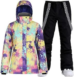 GSOU SNOW Women's Ski Jacket and Pants Waterproof Windproof Snowsuit Snowboarding Snow Coat Insulated Winter Warm,Yellow Black M