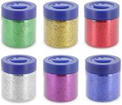 Emraw Primary Color - Blue, Green, Purple, Silver, Gold & Red 2 Oz. (56.6g) Glitter Shakers for Crafts, Projects & Decorations (6 Pack)