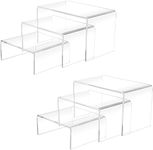 WEZCHUGHAOL 6 Pcs U-Shaped Acrylic Display Risers, Clear Acrylic Riser Stand, Clear Rectangular Showcase Collectibles Display Shelf, Retail Desktop Display Stand for Organize and Decoration