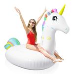 TOYANDONA Giant Inflatable Unicorn Pool Float,270x120x140CM Big Pool Floatie,Summer Beach Swimming Pool Party Lounge Raft Decorations Toys for Kids Adults