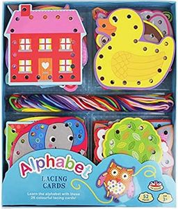 Buddy & Barney Alphabet Lacing Cards - Threading Toys for Children | Set of 26 Lacing Card with 26 Strings, Gifts for Kids, Lacing Picture Cards Learning Activity Set for Kids