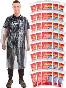 40 Pack Disposable Rain Ponchos for Adults Disposable Ponchos Pack with Drawstring Hood Elastic Sleeves Raincoat for Camping (Clear White)