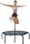 40"/50" Foldable Mini Trampoline,Fitness Rebounder with Adjustable Foam Handle,Exercise Trampoline for Adults Indoor/Outdoor Workout Max Load 330lbs