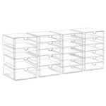 Acrylic Drawer Organizers - 21 Drawers 4 Set - Clear Storage Drawers for Office Supplies - Stackable Makeup Organizer - Dustproof Desk Organizers for Makeup, Jewelry, Pen, Stationary