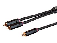 Monoprice 138079 2-Male to 1-Female RCA Y-Adapter - 12 Inch - Black, Gold Plated Connectors, Double Shielded with Copper Braiding - Onix Series