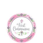 Communion Day Girl Round Plates, 7"