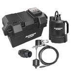 Superior Pump 92910 Powered Battery Back up Sump Pump with Vertical Switch, 12V DC