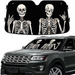 GENANY Skeleton Driving Windshield Sun Shade for Car SUV Truck (55x30 inches), Car Sun Shade Windshield, Car Shades for Front Windows, Sunshade for Car Windshield, Horror Car Accessories