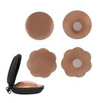 XJSGS Nipple Covers - Breast Petals,Silicone Nipple Covers Reusable Adhesive Silicone Covers (Brown-2 pairs)