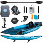 Aqua Spirit Inflatable Kayak Board| 10'5”/13’5” | 1 or 2 Person Complete Kayak Kit with Paddle, Backpack, Double-Action Pump and more accessories | Adult Beginners/Experts | 2 Year Warranty