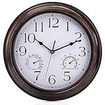 Suwimut 12 Inches Wall Clock with Temperature and Humidity Combo, Battery Operated Non Ticking Silent Clock Wall Decorative for Indoor Outdoor