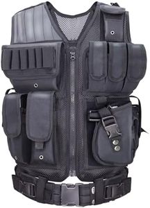 SAMSIER Airsoft Vest Adult Adjustable S-XXXXL, Tactical Vest for Men Lightweight Breathable 600D Nylon, Youth Combat vest for Paintball Training Black