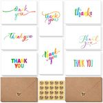 144 Bulk Thank You Cards with Envelopes, Ohuhu Thank You Notes Box Set with Elegant 8 Rainbow Colorful Designs Greeting Card for Business, Wedding, Baby Shower, Blank Inside, 4x6 Inch