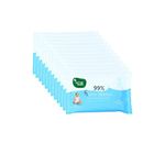 Mother Sparsh Thick Fabric Baby Water (Unscented) Wipe (Blue, 10 Wipes) - Pack of 12