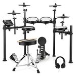 Donner DED-200X Electronic Drum Set, Electric Drum Kit with Quiet Mesh Drum Pads, 2 Cymbals w/Choke, 31 Kits and 450+ Sounds, Throne, Headphones, Sticks, USB MIDI, Melodics Lessons (5 Pads, 4 Cymbals)