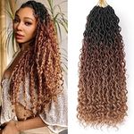 Ahrencan Boho Goddess Locs Crochet Hair 22 Inch, 8 Packs Crochet Goddess Locs With Curly Ends,T1B/30/27 Goddess Faux Locs Crochet Hair For Black Women Human Hair Soft Pre Looped Hippie River Locs,Trendy Synthetic Bohemian Crotchet Braids(22in,(pack of 8),T1B/30/27#)