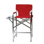 Trademark Innovations Aluminum Frame Tall Metal Side Table Director's Chair, Red