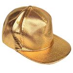 Bohue Hip-Hop Baseball Cap Crocodile Hip Hop Hat PU Flat Brim Baseball Cap Unisex Headwear Accessories Fashion Hat for Hip Hop Costume Party (Gold)