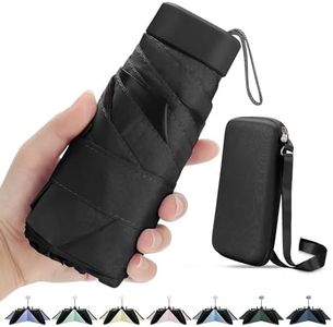 ZOMAKE UV Mini Umbrella - Lightweight Travel Umbrellas 99% UV Protection, Small Compact Portable for Women Men Kids Multiple Colors (Black)