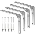 Faankiton 4 Pieces Shelf Brackets, Load Capacity 70kg, Wall Corner Brace Angle Shelving Shelf Brackets with Screws, Wall Hanging Shelves Decorative Corner Brackets (200x 250 mm Stainless Steel)