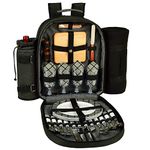 Picnic at Ascot Original Equipped 4 Person Picnic Backpack with Cooler, Insulated Wine Holder & Blanket - Designed & Assembled in The USA