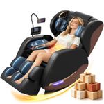 yewglen Massage Chair, Zero Gravity Massage Chair Full Body with 14 Fixed Rollers, Back, Waist & Foot Massage, Wood Grain Leather,8 Airbags, Heating, Bluetooth & Control Screen