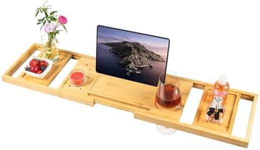 Utoplike Bath Tray Caddy for Bathtub, Bath Tub Table Tray, Bamboo Bath Shelf
