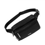 Baggallini Securtex® Anti-Theft Belt Bag - Fanny Pack for Women RFID Wallet Locking Zipper - Travel Bag Crossbody Purse, Black