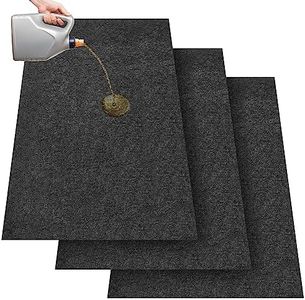 Datanly 3 Pcs 36 x 60 Inch Oil Spill Mat for Driveway Garage Under Car Leaks Absorbent Oil Pad, Black Rubber Mat Garage Floor Protecting with Waterproof Backing, Reusable, Washable, Non Slip