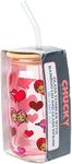 Silver Buffalo Chucky Featuring Tiffany Horror Scary Dolls Valentine's Day Bloody Hearts Glass Jar Tumbler with Bamboo Lid and Glass Straw, 16 Ounces