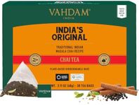 VAHDAM, India's Original Masala Chai Tea (30 Pyramid Tea Bags) Non GMO, Gluten Free, No Artificial Flavors | Blended w/Exotic Spices | Chai Tea Bags | Resealable Ziplock Pouch