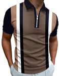 Man Golf Zip Polo Printed Short Sleeve Graphic Bowling Shirt Golf Polo Shirt S