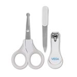 Vega Baby & Mom Nail Scissors, Clipper & Filer Set| BPA Free | Nail Kit for Babies - Groom Tiny Nails and Fingers |Suitable for 0+ Month Babies, (VBGA3-07)