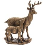 The Leonardo Collection Bronzed Deer & Fawn Figurine For Home & Office | Home Decor Ornaments Gift For Women & Men | Beautiful Figurine For Indoor & Outdoor | Living Room Decor Ornaments