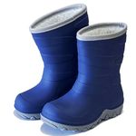 Toddler Winter Rain Boots, Waterproof Kids Snow Boots Fleece Lined Cozy Insulated Boot for Boys Girls, Navy Blue Size 12