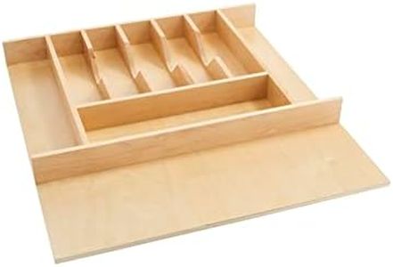 Rev-A-Shelf Trim-to-Fit Silverware Drawer Organizer For Kitchen Utensil Cutlery Cabinet Storage, Natural Maple Wood 9 Compartment Tray Insert 4WCT-3SH
