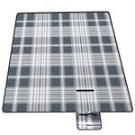 SONGMICS Picnic Blanket, 300 x 200 cm, Large Mat for Camping, Park, Garden, Beach, Outdoors, with Waterproof Backing, Foldable, Grey and White GCM006G03