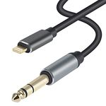 WORLDBOYU Lightning to 1/4 inch 6.35mm TRS Audio Stereo Cable for iPhone12/12 Pro/X/XS/XR/8/7/iPad/iPod, Amplifier, Speaker, Headphone, Mixer 6 FT