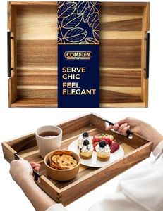 Comfify Acacia Wood Serving Tray – Elevate Your Dining Style with Decorative Platters for Breakfast, Lunch, Dinner, and Beyond – Versatile Trays for Bed, Couch, Patio, and Entertaining Delig