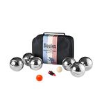 Komonee 6 Boules Petanque Bowls Set Luxury Polished Chrome Stainless Steel Balls Popular French Game Includes Measure With Wooden Jacks And Black Canvas Carry Bag