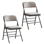 Amazing for less Pack of 2 (Fabric/Vinyl) Steel Frame Metal Foam Padded Folding Chairs (Black, Gray, White) (2-Pack - Fabric White)