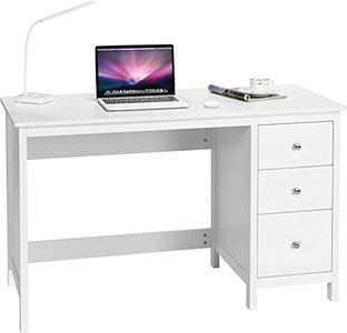 Giantex 3-Drawer Computer Desk, Multipurpose Study Desk w/Spacious Desktop, Compact Writing Desk, Modern Laptop Desk, Home Office Computer Workstation, White