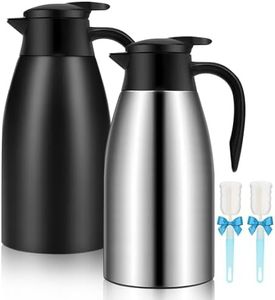 68oz Thermal Coffee Carafe, 2 Pack Airpot Insulated Coffee Urn Stainless Steel Vacuum Thermal Pitchers for Coffee, Hot Water, Tea, Beverage - Keep 12 Hours Hot, 24 Hours Cold (Silver, Matte Black)